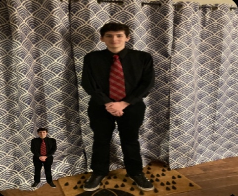 Same image of the man, this time with a smaller version of him next to him